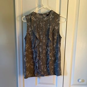 Grey and White Floral Top